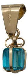 Dije Oro 10k Zirconia Celeste Cadena Delicada para Mujer - Imagen 2