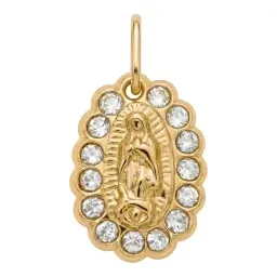 Dije Virgen de Guadalupe de Oro 10k con Zirconia 16 mm - Imagen 1