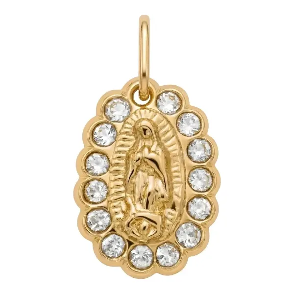 Dije Virgen de Guadalupe de Oro 10k con Zirconia 16 mm