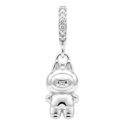 Dije Osito Plata .999 con Zirconia Diseño Kawaii - Imagen 1