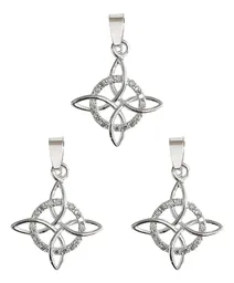 Dije Pack Tres Nudos de Bruja Plata 925 Zirconia Blanca Unisex - Imagen 1