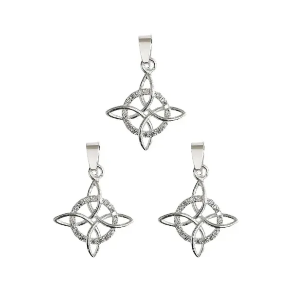 Dije Pack Tres Nudos de Bruja Plata 925 Zirconia Blanca Unisex - Imagen 1