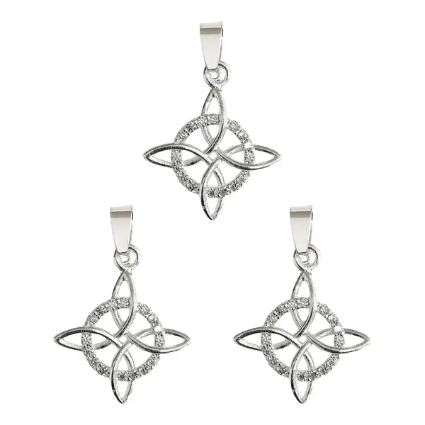 Dije Pack Tres Nudos de Bruja Plata 925 Zirconia Blanca Unisex - Imagen 1