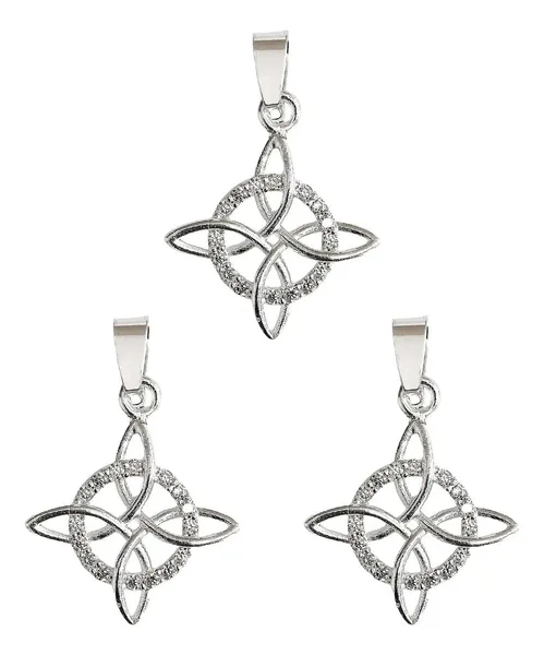 Dije Pack Tres Nudos de Bruja Plata 925 Zirconia Blanca Unisex - Imagen 1