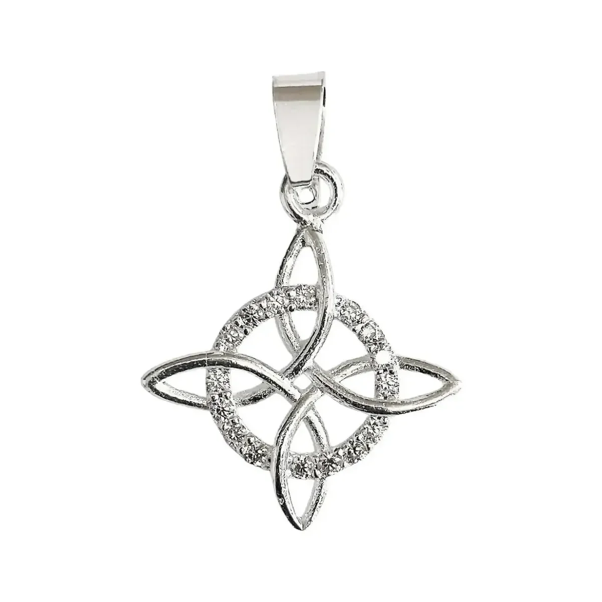 Dije Pack Tres Nudos de Bruja Plata 925 Zirconia Blanca Unisex - Imagen 2