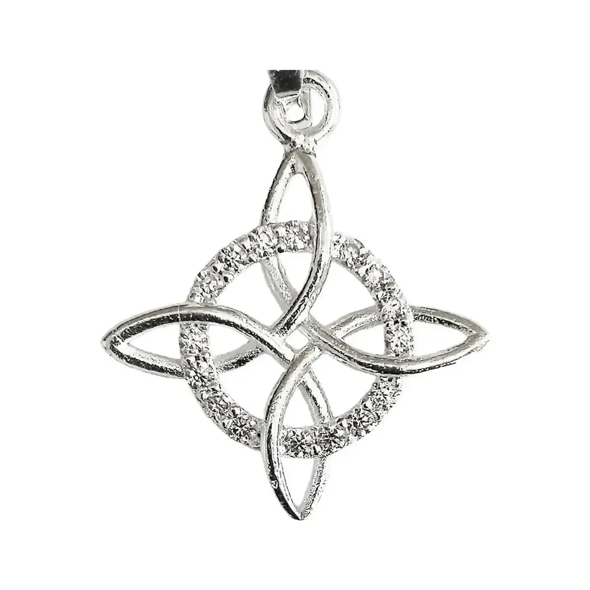 Dije Pack Tres Nudos de Bruja Plata 925 Zirconia Blanca Unisex - Imagen 3