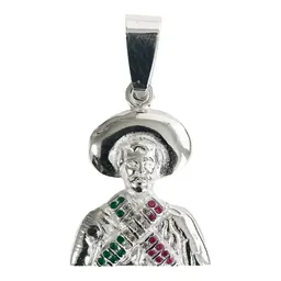 Dije Pancho Villa Plata 925 Tricolor con Zirconia - Imagen 1