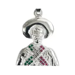 Dije Pancho Villa Plata 925 Tricolor con Zirconia - Imagen 2