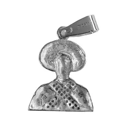 Dije Pancho Villa Plata 925 Tricolor con Zirconia - Imagen 3
