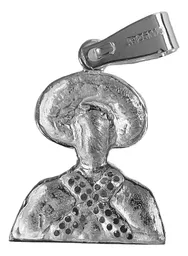 Dije Pancho Villa Plata 925 Tricolor con Zirconia - Imagen 3