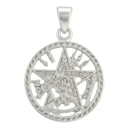 Dije Pentagrama Tetragramaton Plata .925 Diseño Protección Simbólico - Imagen 1