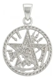 Dije Pentagrama Tetragramaton Plata .925 Diseño Protección Simbólico - Imagen 1
