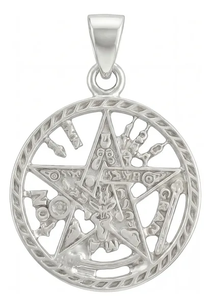 Dije Pentagrama Tetragramaton Plata .925 Diseño Protección Simbólico - Imagen 1