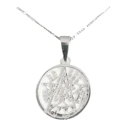 Dije Pentagrama Tetragramatón Plata 925 con Cadena Figaro - Imagen 2