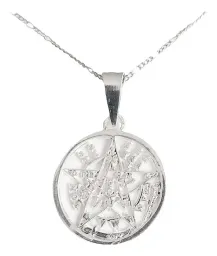 Dije Pentagrama Tetragramatón Plata 925 con Cadena Figaro - Imagen 2