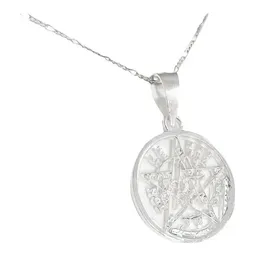 Dije Pentagrama Tetragramatón Plata 925 con Cadena Figaro - Imagen 3