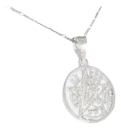 Dije Pentagrama Tetragramatón Plata 925 con Cadena Figaro - Imagen 3