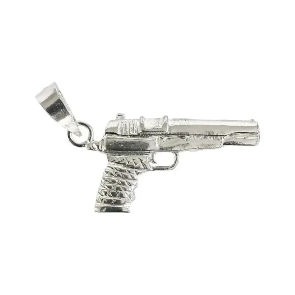 Dije Pistola Plata 925 Acabado Brillante Unisex - Imagen 1