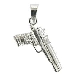 Dije Pistola Plata 925 Acabado Brillante Unisex - Imagen 2