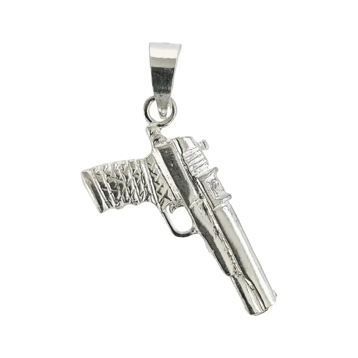 Dije Pistola Plata 925 Acabado Brillante Unisex - Imagen 2