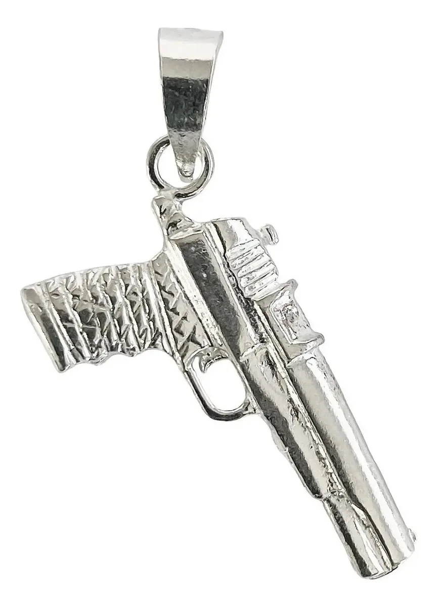Dije Pistola Plata 925 Acabado Brillante Unisex - Imagen 1