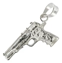Dije Pistola Plata 925 Acabado Brillante Unisex - Imagen 4