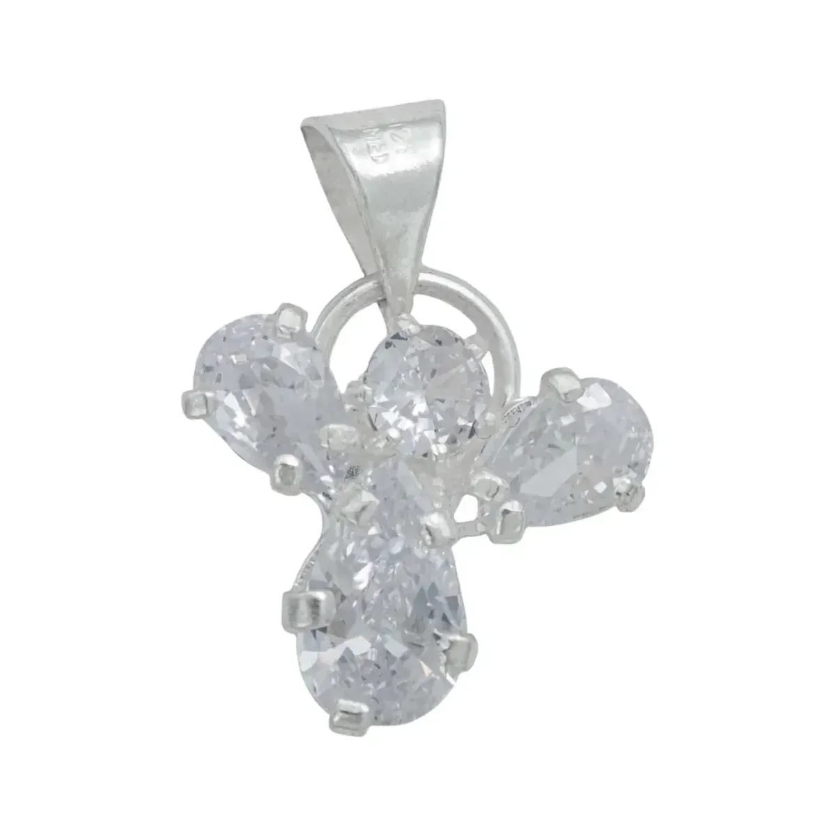 Dije Angelito Plata .925 con Zirconia Blanca, joyería mexicana de plata .925. Colgante de angelito, dije de protección para e