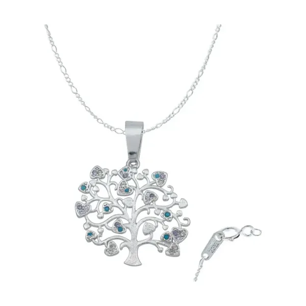 Dije Plata 925 Árbol de la Vida con Zirconia Multicolor - Imagen 1