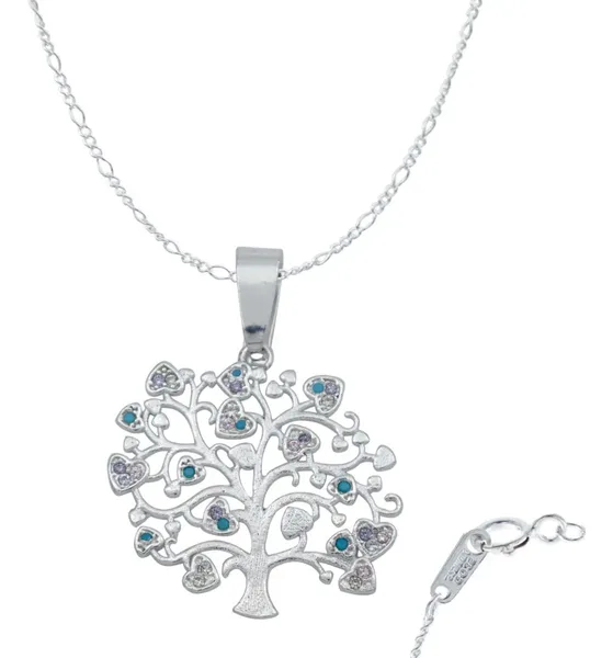 Dije Plata 925 Árbol de la Vida con Zirconia Multicolor - Imagen 1