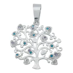 Dije Plata 925 Árbol de la Vida con Zirconia Multicolor - Imagen 2