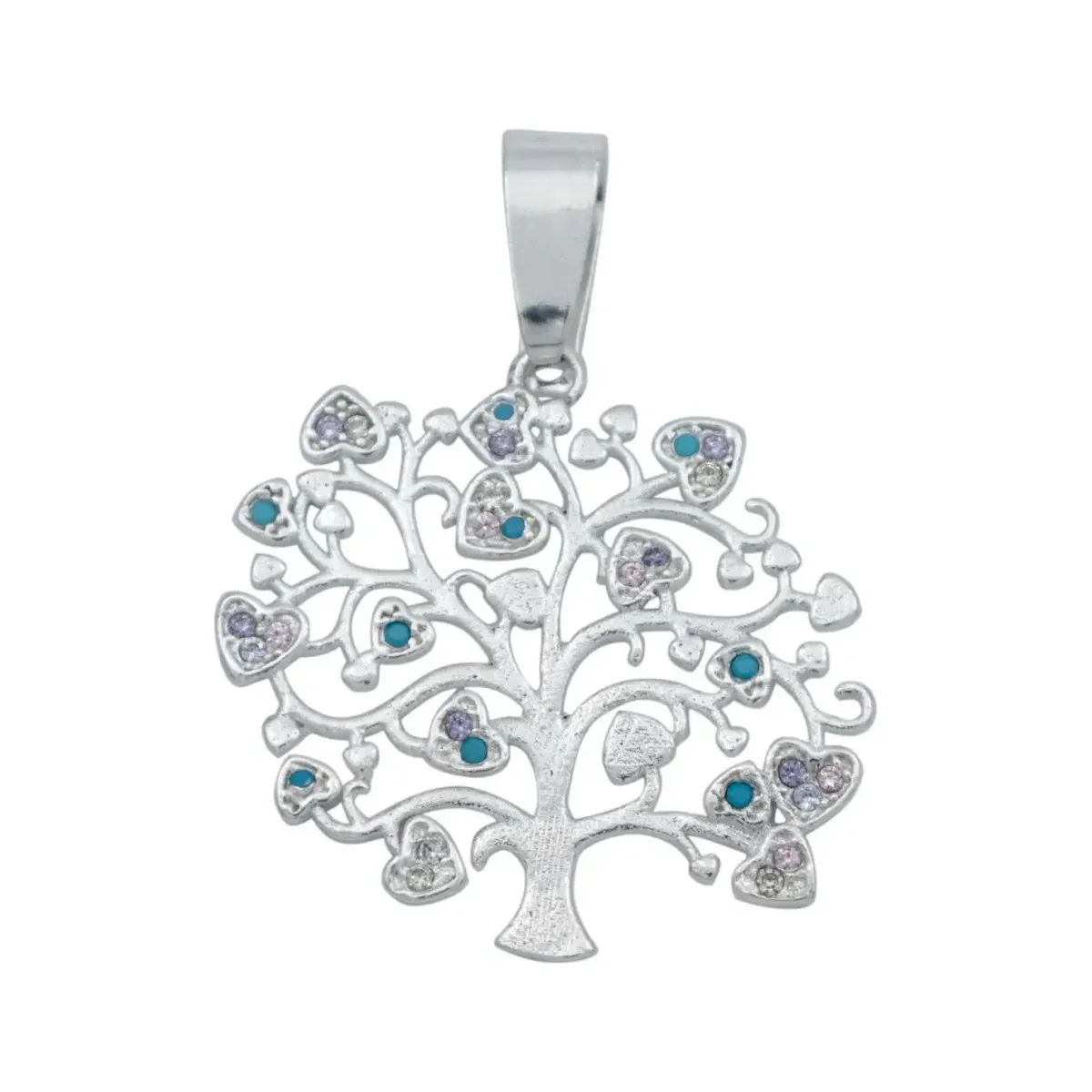 Dije Plata 925 Árbol de la Vida con Zirconia Multicolor - Imagen 2