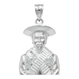 Dije Plata .925 Busto Emiliano Zapata con Zirconia Clara - Imagen 1