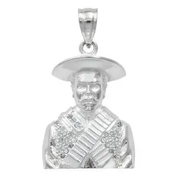 Dije Plata .925 Busto Emiliano Zapata con Zirconia Clara - Imagen 1