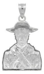 Dije Plata .925 Busto Emiliano Zapata con Zirconia Clara - Imagen 2