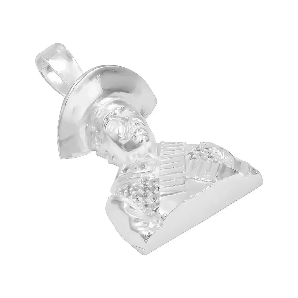 Dije Plata .925 Busto Emiliano Zapata con Zirconia Clara - Imagen 5