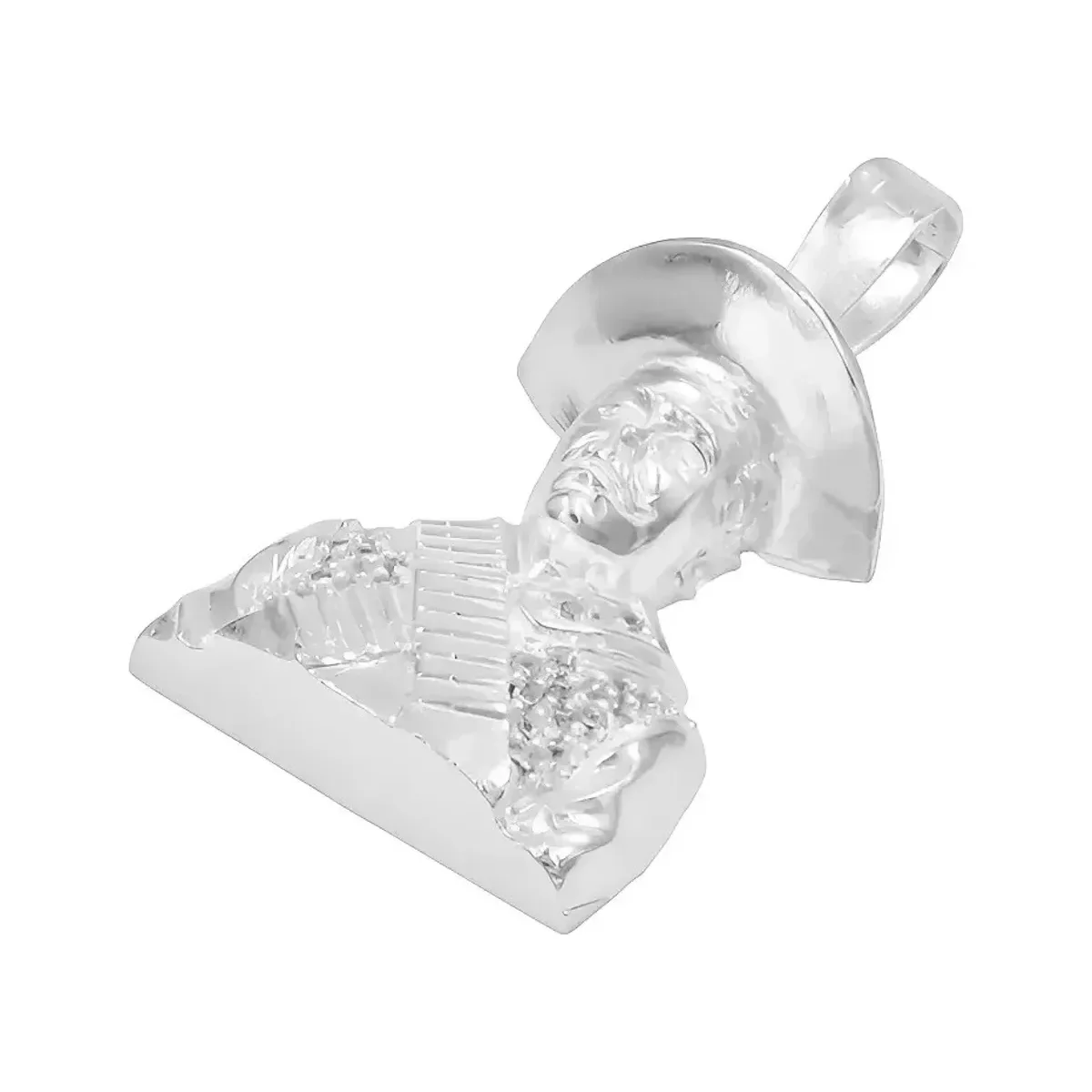 Dije Plata .925 Busto Emiliano Zapata con Zirconia Clara - Imagen 6