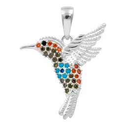 Dije Plata .925 Colibrí con Zirconia Multicolor Artesanal - Imagen 1