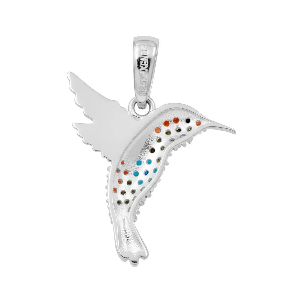 Dije Plata .925 Colibrí con Zirconia Multicolor Artesanal - Imagen 2