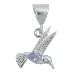 Dije Plata 925 Colibrí con Zirconia Violeta - Imagen 1
