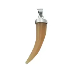 Dije Plata 925 Colmillo con Piedra Natural Naranja para Hombre - Imagen 1