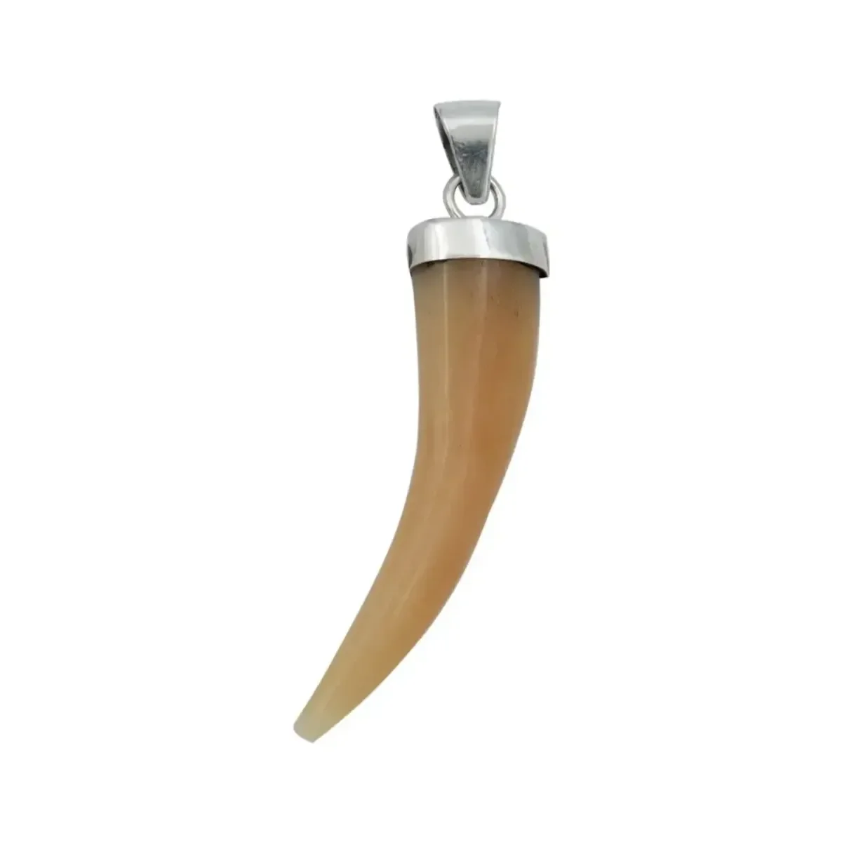 Dije Colmillo Plata 925 con Piedra Natural Naranja para Hombre - Joyaris joyería fina mexicana