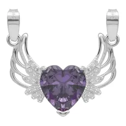Dije Plata 925 Corazón Alas con Zirconia Violeta - Imagen 1