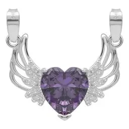 Dije Plata 925 Corazón Alas con Zirconia Violeta - Imagen 1