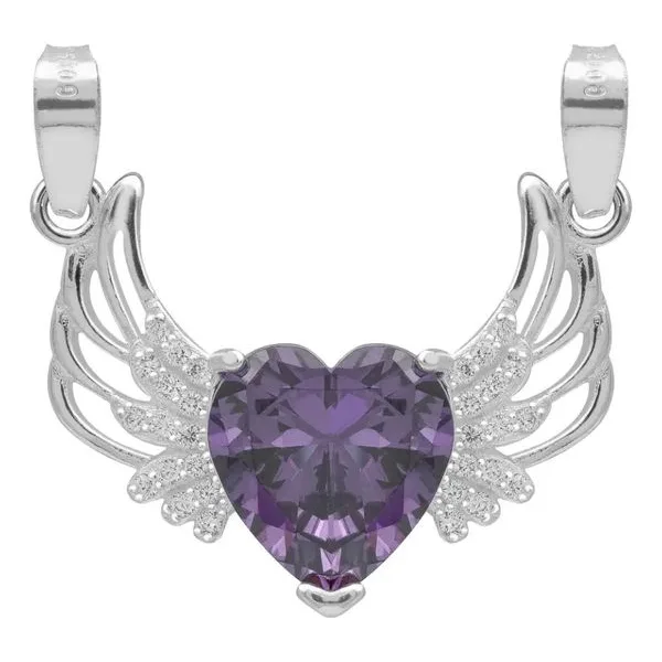 Dije Plata 925 Corazón Alas con Zirconia Violeta - Imagen 1