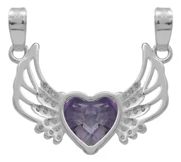 Dije Plata 925 Corazón Alas con Zirconia Violeta - Imagen 2