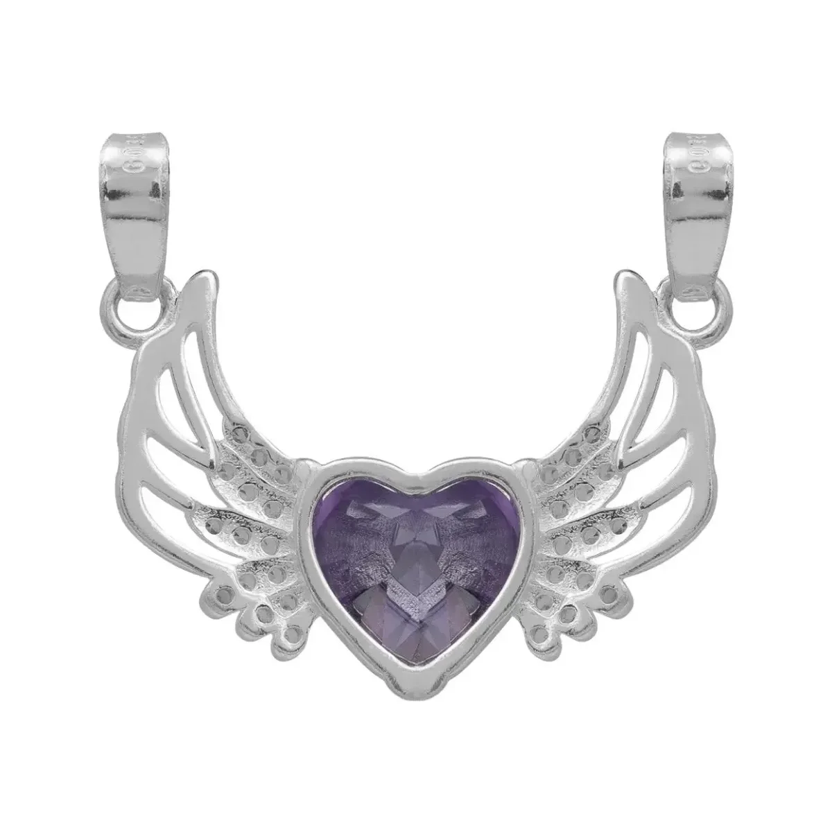 Dije Plata 925 Corazón Alas con Zirconia Violeta - Imagen 2