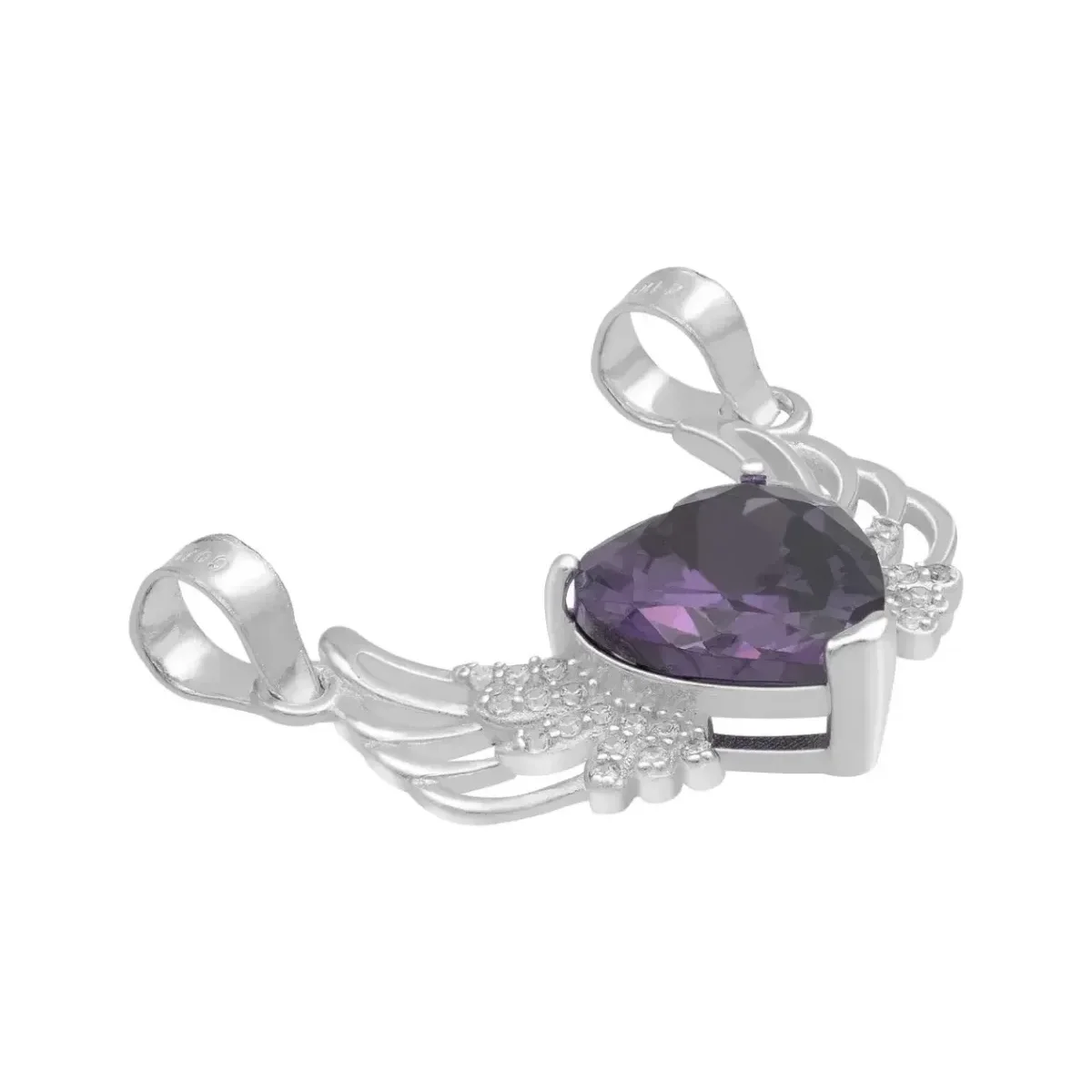 Dije Plata 925 Corazón Alas con Zirconia Violeta - Imagen 3