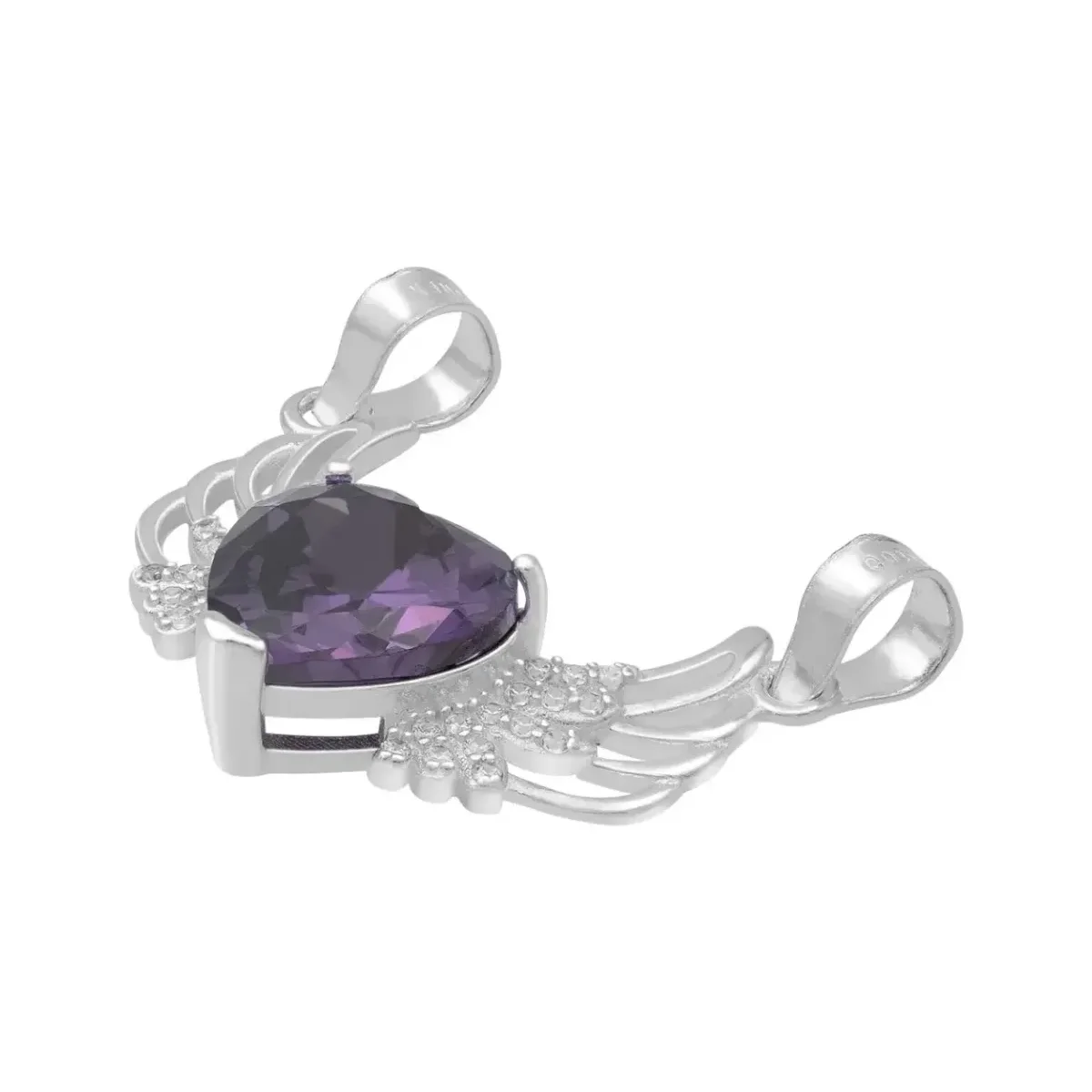 Dije Plata 925 Corazón Alas con Zirconia Violeta - Imagen 4