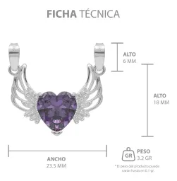 Dije Plata 925 Corazón Alas con Zirconia Violeta - Imagen 7