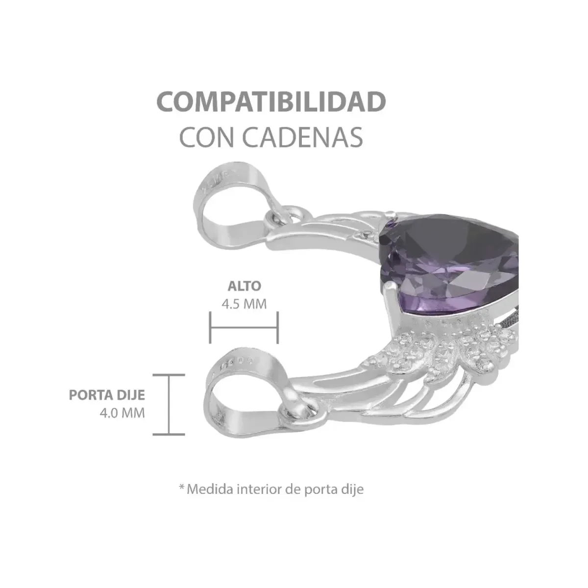 Dije Plata 925 Corazón Alas con Zirconia Violeta - Imagen 8